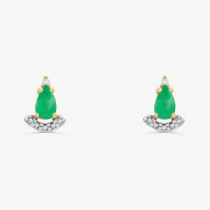 Brinco em Gota com Esmeralda e Diamantes em Ouro Amarelo 18k