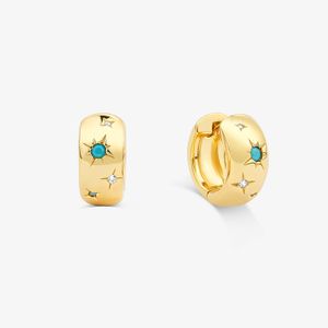 Argola Cravejada em Prata 925 com Banho de Ouro 18k