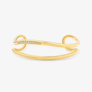 Pulseira Rígida Orgânica com Topázio em Prata 925 com Banho de Ouro Amarelo 18K - 16 cm