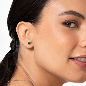 Brinco Floral com Topázio e Ágata Verde em Prata 925