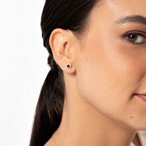 Brinco com Granada e Topázio em Prata 925 com Banho de Ouro Amarelo 18k