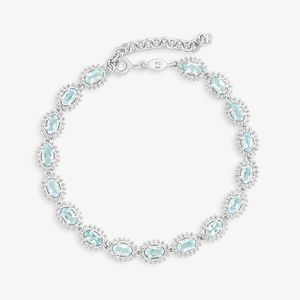 Pulseira com Topázio Azul e Topázio em Prata 925 - 19 cm