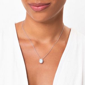 Colar Oval Maxi com Topázio Azul e Topázio em Prata 925