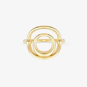 Anel Círculos em Prata 925 com Banho de Ouro Amarelo 18K