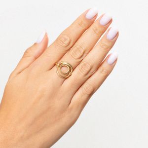 Anel Círculos em Prata 925 com Banho de Ouro Amarelo 18K