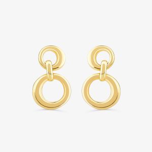 Brinco Círculos em Prata 925 com Banho de Ouro Amarelo 18K