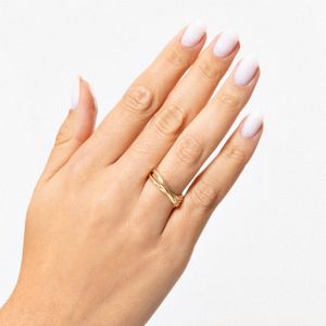 Anel Orbital em Prata 925 com Banho de Ouro Amarelo 18K