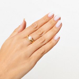 Anel Maxi com Pérola em Ouro Amarelo 18K