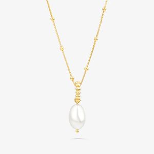 Colar Pérola Prata 925 com Banho de Ouro Amarelo 18k