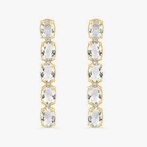 Brinco Cravejado em Prata 925 com Banho de Ouro Amarelo 18k