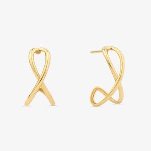 Brinco Argola Cruzado em Ouro Amarelo 18k