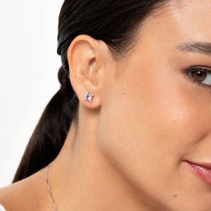 Brinco Floral com Ametista e Topázio em Prata 925