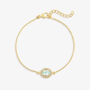 Pulseira com Topázio Azul e Topázio em Prata 925 com Banho de Ouro Amarelo 18k
