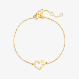 Pulseira Coração em Prata 925 com Banho de Ouro Amarelo 18k