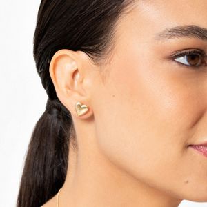 Brinco Coração em Ouro Amarelo 18K