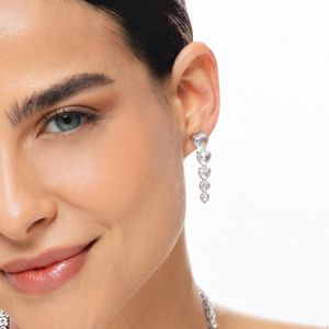 Brinco Corações Cravejado em Prata 925