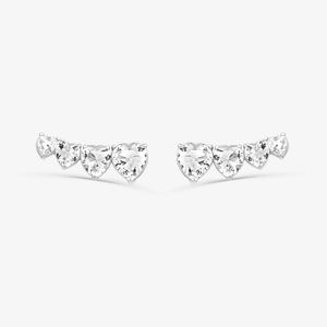 Brinco Ear Cuff Corações Cravejado em Prata 925
