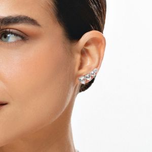 Brinco Ear Cuff Corações Cravejado em Prata 925