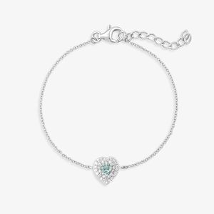 Pulseira Coração Cravejado em Prata 925