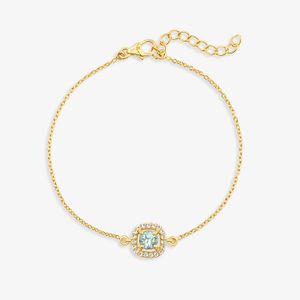 Pulseira com Topázio Azul e Topázio em Prata 925 com Banho de Ouro Amarelo 18k