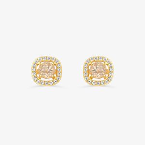 Brinco com Quartzo Rosa e Topázio em Prata 925 com Banho de Ouro Amarelo 18k