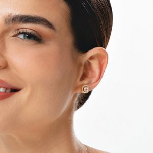 Brinco com Quartzo Rosa e Topázio em Prata 925 com Banho de Ouro Amarelo 18k