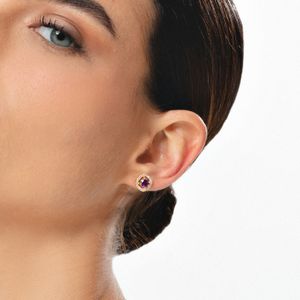 Brinco com Ametista e Topázio em Prata 925 com Banho de Ouro Amarelo 18k