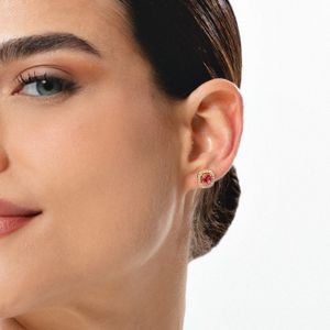 Brinco com Topázio Rosa e Topázio em Prata 925 com Banho de Ouro Amarelo 18k