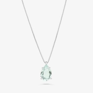 Pingente Gota com Agua Marinha em Ouro Branco 18k