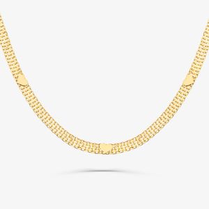 Corrente Malha Bismarck Coração em Ouro Amarelo 18K - 45cm