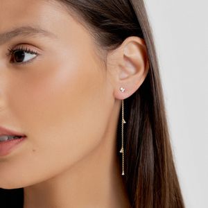 Extensão para Brinco com Topázio Incolor em Ouro Amarelo 18k