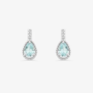 Brinco Gota com Topázio Azul e Topázio em Prata 925