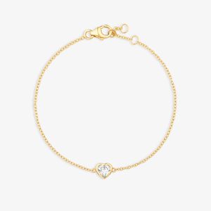 Pulseira Coração Cravejada em Prata 925 com Banho de Ouro Amarelo 18k