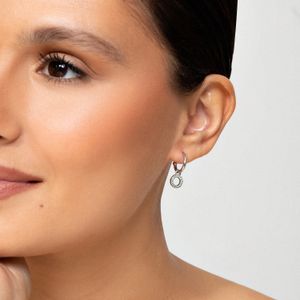 Argola Círculo Cravejada em Prata 925