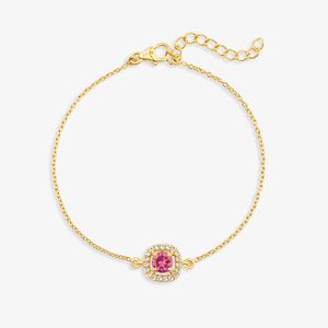 Pulseira com Topázio Rosa e Topázio em Prata 925 com Banho de Ouro Amarelo 18k