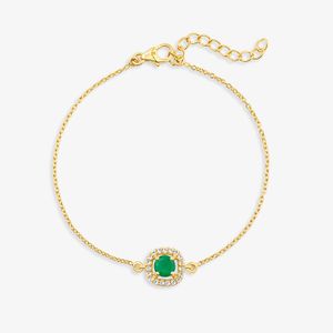 Pulseira com Ágata Verde e Topázio em Prata 925 com Banho de Ouro Amarelo 18k