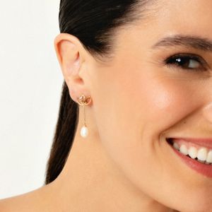 Brinco com Pérola em Ouro Amarelo 18k